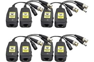AAOTOKK Power Video Balun DC BNC to Cat5 RJ45 Network Transceiver HD-CVI/TVI/AHD/CVBS with DC Connector for 720P 960P 1080P 3MP 4MP 5MP 8MP CCTV Security DVR Surveillance Camera System(18cm-4Pairs)