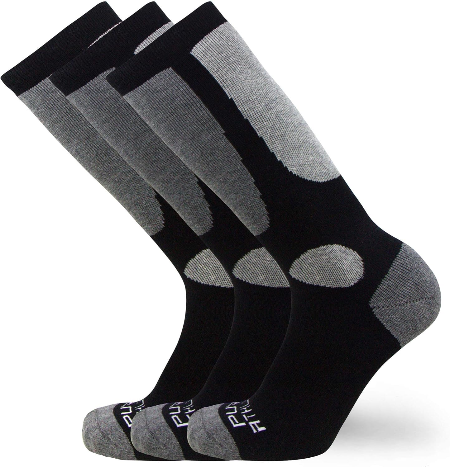 Kids Value Ski Socks for Boys, Girls – Snowboarding, Winter, Cold Weather (3 Pairs - Black, XS/S): Clothing