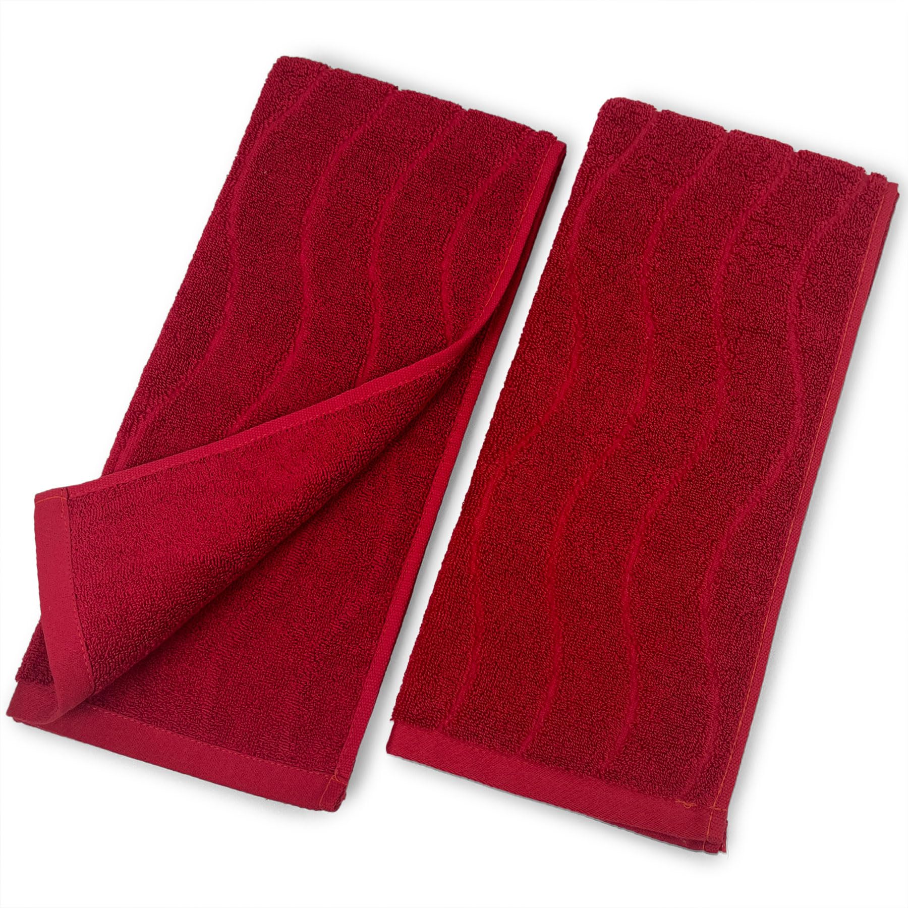 Photo 1 of 2-Piece Hand Towels for Bathroom in Red, Super Soft Decorative Christmas Hand Towel Set, Wavy Jacquard, Small Size 13x29 Inches
