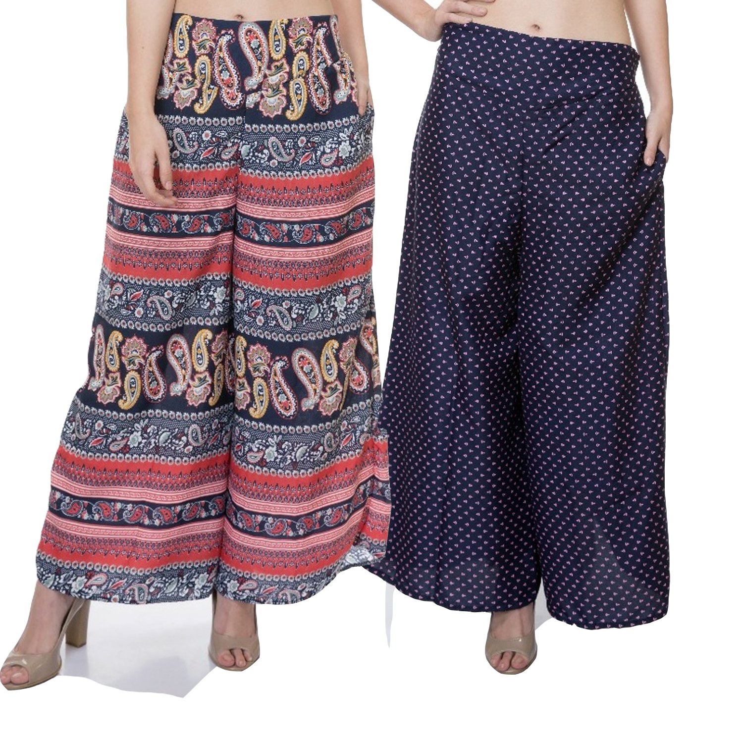 tashi printed poly crepe stylish plazzo for women pack of 2