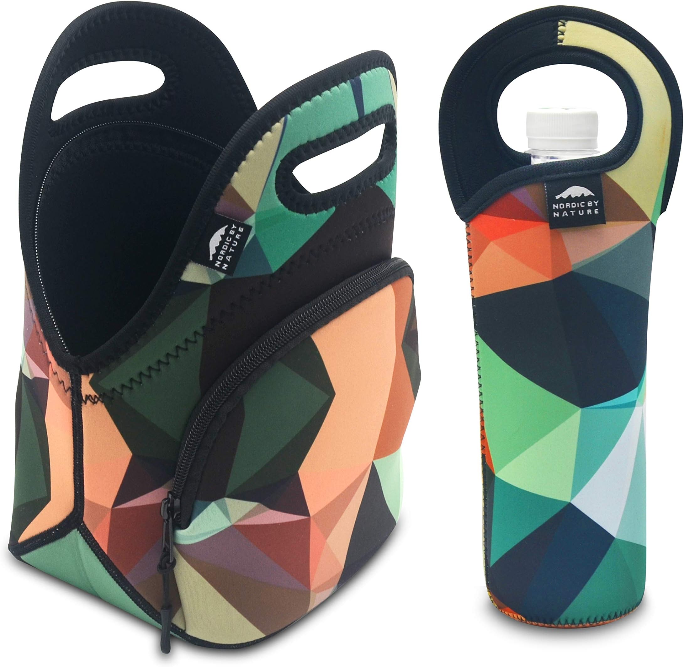 Nordic By NatureInsulated Neoprene Lunch Set: Lunch Bag + Water Bottle Sleeve | Lightweight with Rugged Zipper & Space for Larger Lunches | Washable, Nontoxic, Camouflage with Black Interior by Nordic by Nature