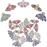 COGCHARGER 20 Gothic Style Alloy Enamel Charms - Butterfly Moth Pendants, Moon Phase Charms for Jewelry Making