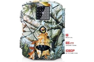 Olymbros Trail Camera 16MP Game Deer Hunting Cams Motion Activated Night Vision 65ft/20m No Glow IR LEDs IP65 Waterproof for 