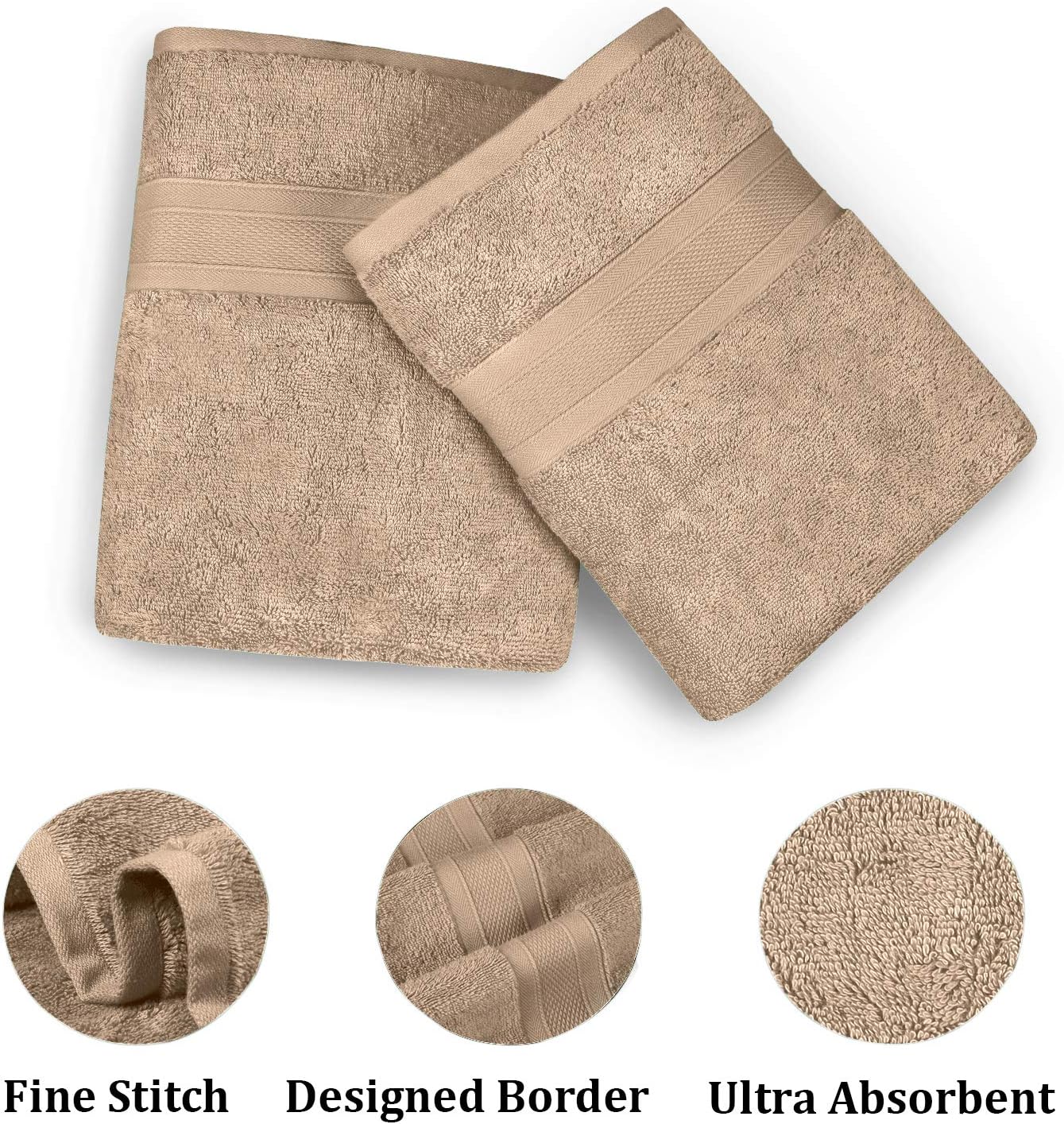 TRIDENT Soft and Plush, 100% Cotton, Highly Absorbent, Bathroom Towels, Super Soft, 6 Piece Towel Set (2 Bath Towels, 2 Hand Towels, 2 Washcloths), 500 GSM, Acorn: Kitchen & Dining