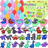 24 Pack Prefilled Easter Eggs with Dinosaur Fidget Toys, Easter Eggs Filled for Egg Hunt, Kids Basket Stuffers, Easter Party Favors