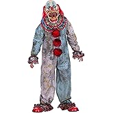 Light Blue Carousel Clown Adult Costume & Tooth Fairy Mask - 2-Piece Jumpsuit & Creepy Clown Mask for Men/Women