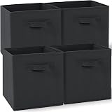 Amazing Tour 4 Pcs Cube Storage Boxes 27x27x27 Foldable Dark Gray