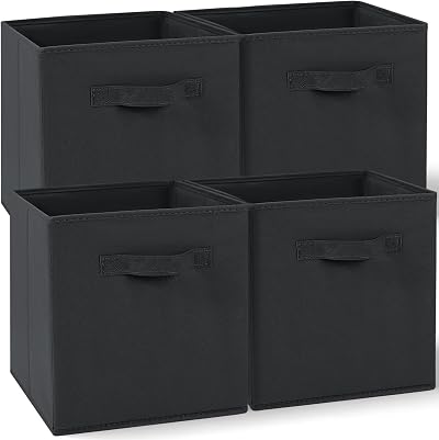 Amazing Tour 4 Pcs Cube Storage Boxes 27x27x27 Foldable Dark Gray