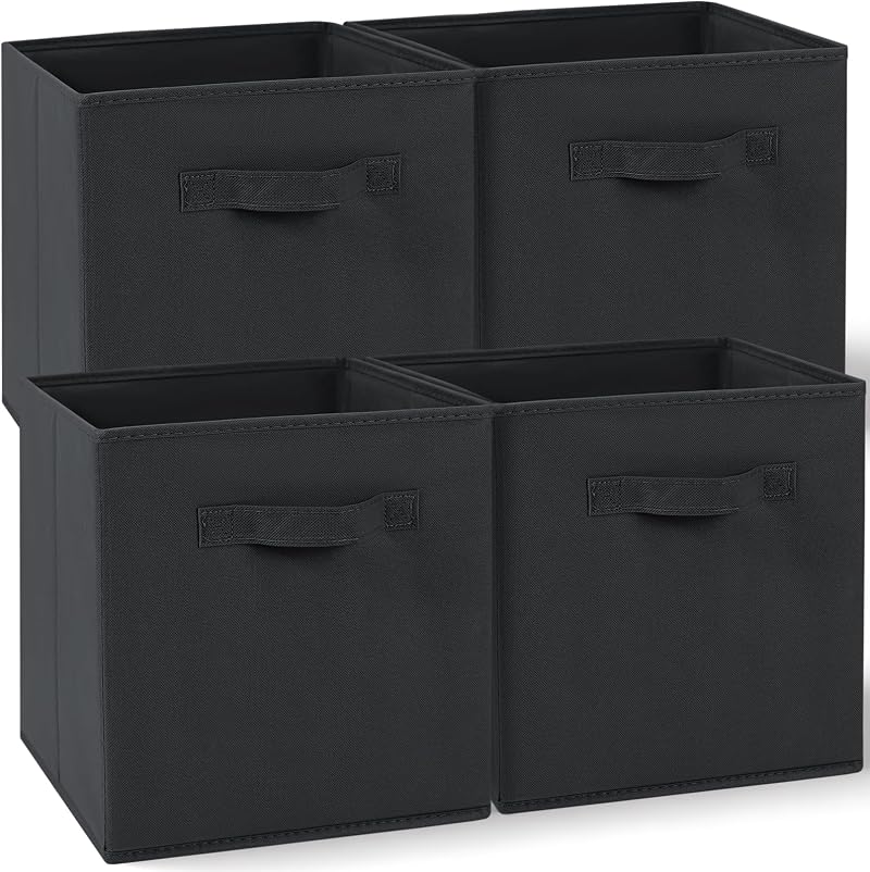 Amazing Tour 4 Pcs Cube Storage Boxes 27x27x27 Foldable Dark Gray