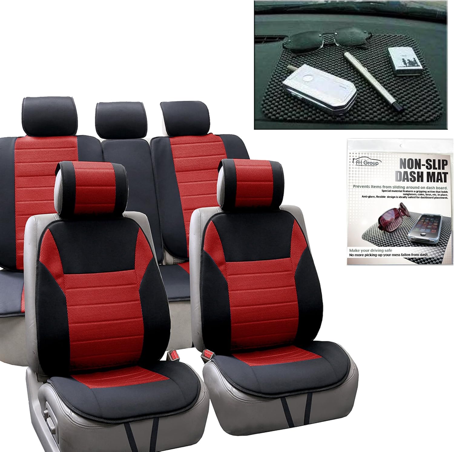 FH Group FB201115 Premium Car Seat Cushions (Red) Full Set with Gift &ndash; Universal Fit for Cars Trucks & SUVs