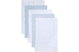 BURT'S BEES BABY Burts Bees Baby Infant Burp Cloths, 100% Organic Cotton Extra Absorbent Soft Fabric Drool Cloths, 5-Pack Newborn Must-Have Essential Large Burping Cloths, One Size 17 x 11.75 Inches