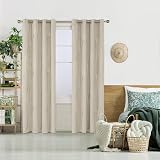 Deconovo Blackout Curtains Gold Wave Foil 52x84 Beige 2 Panels Thermal Insulated view 2