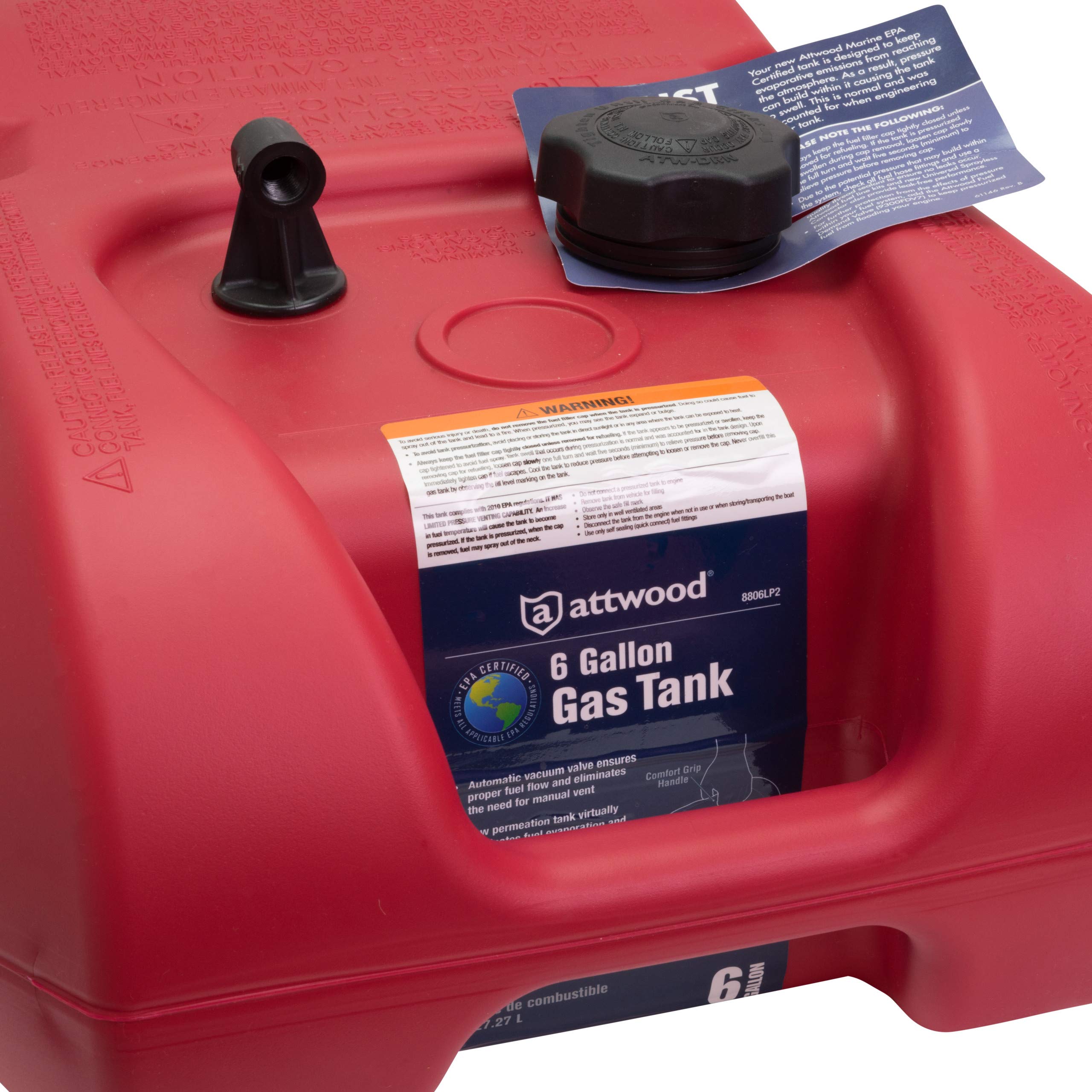 Attwood 8806LP2 Epa Certified 6 Gallon Portable Fuel Tank on Galleon