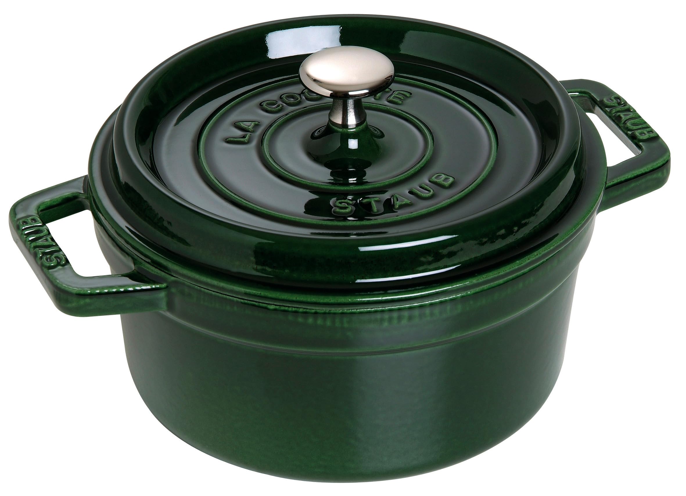 STAUB 1003969 Cast Iron Roaster/Cocotte, Round, 22 cm, 2.6 L, Basil/Green