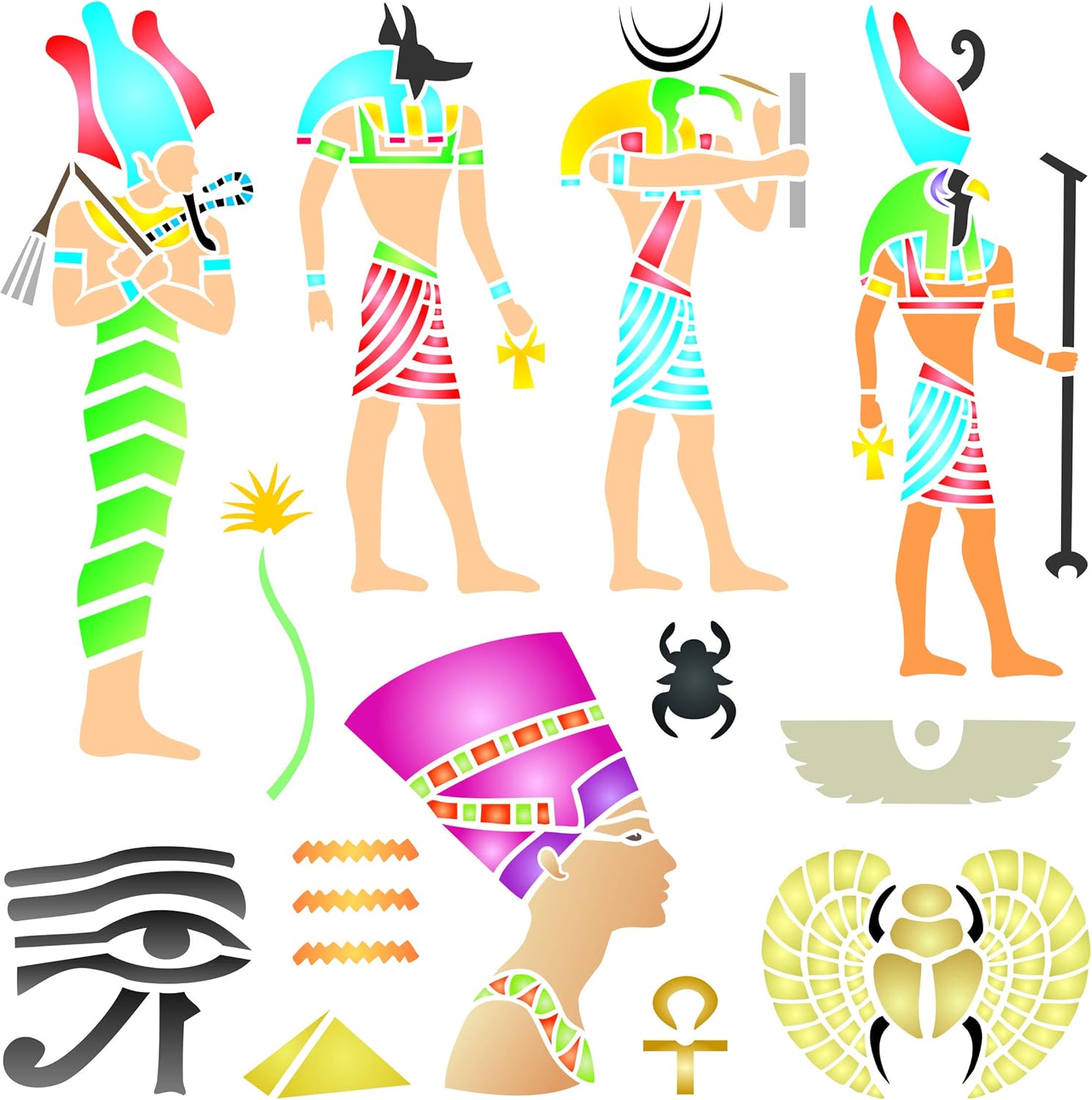 Egyptian Stencil, 33 x 33 cm (L) Classic Egypt Symbol Hyroglyphics