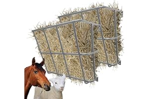 BUYYAH 2Pcs Hay Feeder Goat, 20 Gallon Multiple Sided Goat Hay Rack, Heavy Duty Iron Wall Hay Rack for Sheep, Horses, Effortless Installation in Farm, Yield