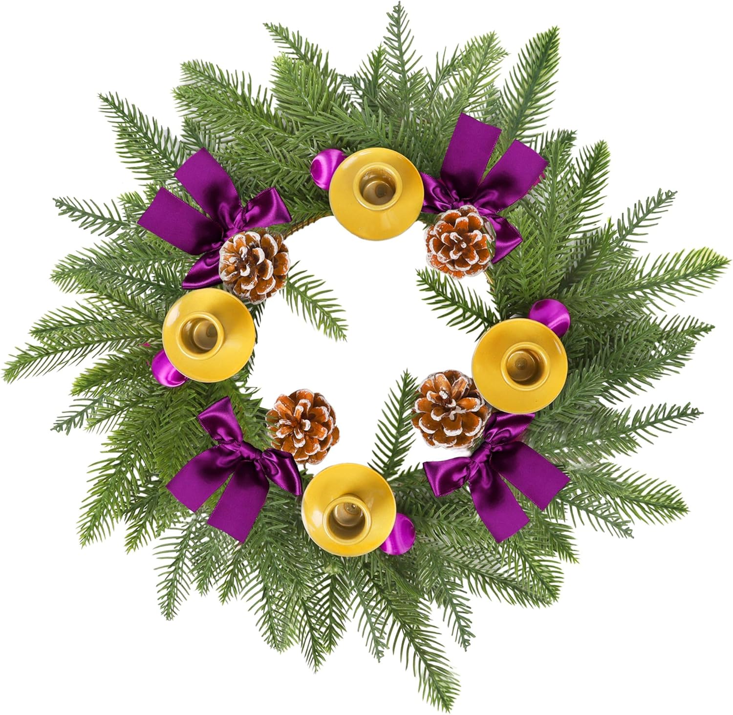 Amazon Com Forup 19 Traditional Christmas Advent Wreath Purple Ribbon Advent Wreaths Christmas Centerpiece Decorations Advent Candle Holder Wreath And X Mas Candles Decorations Home Kitchen