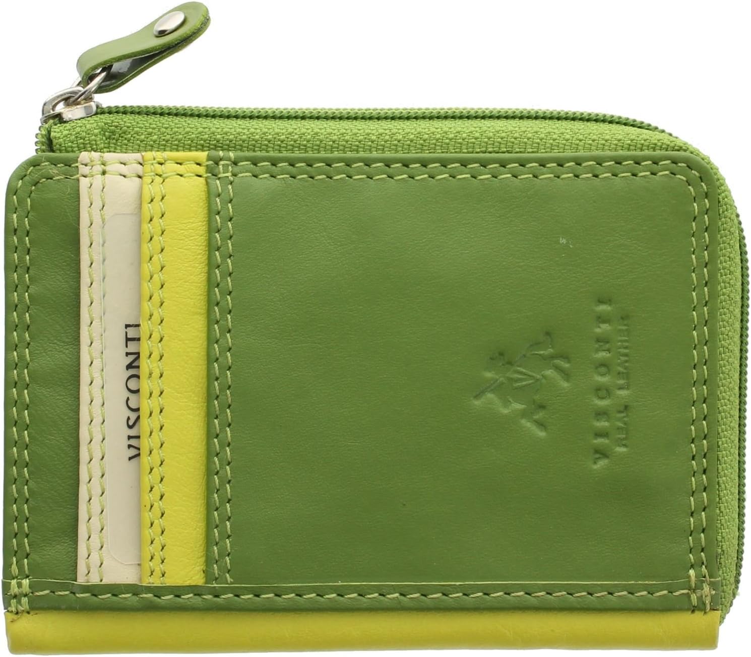 VISCONTI Leather Rainbow Collection PHI PHI Slimline Credit Card Purse RB110 Lime Multi - Image 3