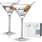 Viski Admiral Etched Martini Glasses, Cocktail Coupe Glasses, Stemmed Crystal Glassware, Home and Bar Drinkware, Set of 2, 9oz