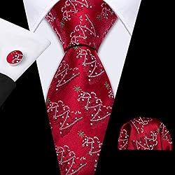Barry.Wang Christmas Tie for Men with Tie Clip Xmas