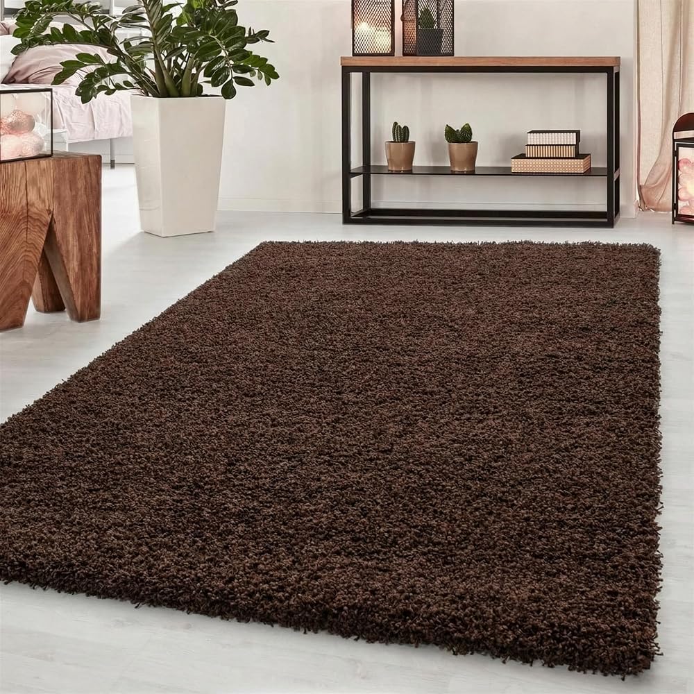 Abaseen Shaggy Rug Modern Living Room Extra Large 160x230 cm Brown