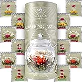 Teabloom Jasmine Flowering Tea – Hand Tied Green Tea Leaves + Jasmine Blossoms Flowering Tea Creations – Blooming Tea Gift Set – 12-Pack, 36 Steeps, Makes 250 Cups