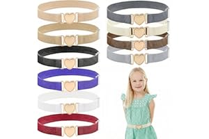GZJINYUAN 10Pcs Kids Girls Belts, Adjustable Elastic Toddler Belt with Heart Shape Buckle, Kids Heart Stretchy Belt for Girls