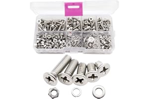 binifiMux 550pcs M4 Phillips Flat Head Countersunk Machine Screws Bolts Nuts Washers Assortment Kit, 304 Stainless Steel, M4 x 6mm/ 8mm/ 10mm/ 12mm/ 16mm