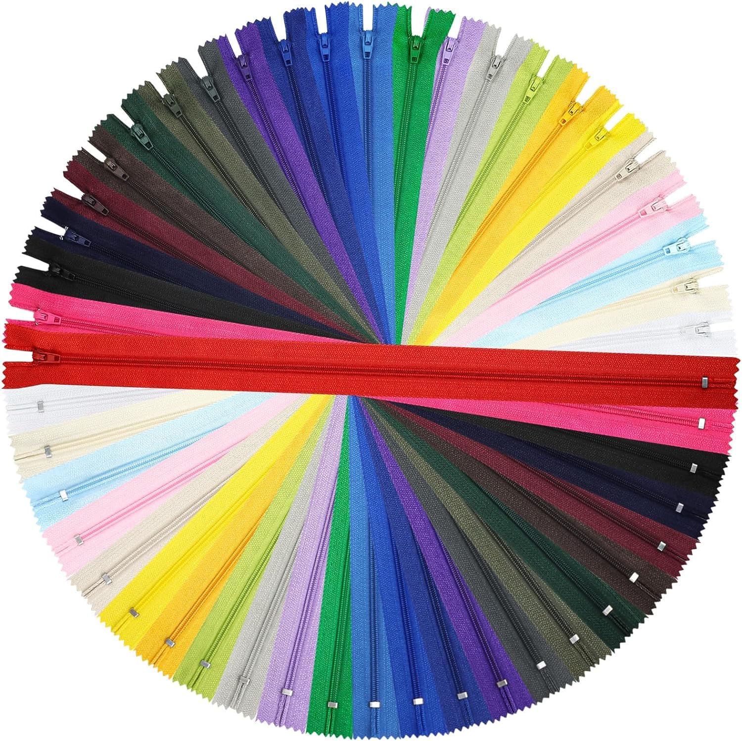 DOITEM 48pcs 16 Inch Zippers Sewing 40cm Nylon Coil Colorful Zippers Zips Zip Sewing Crafts 24 Assorted Colors (Multicoloured, 40cm)