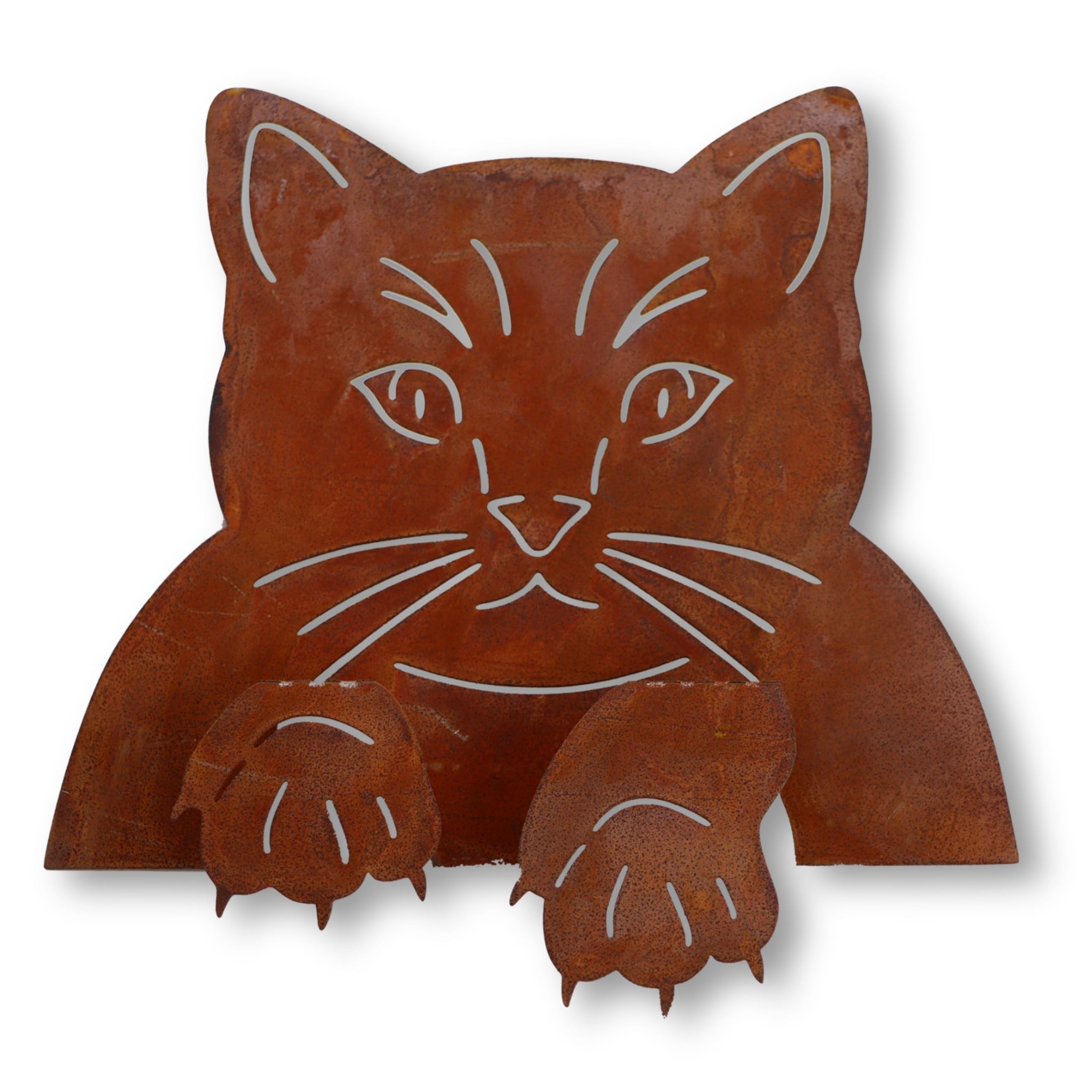 Rostikal Cat Decorative Fence Stool 23 x 21 cm Garden Decoration Rust Cat Garden Figure