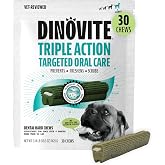 Dinovite Daily Dental Chews for Small Dogs, Freshens Breath, Mint, 30 Count | Triple Action Dental Chews, Helps Prevent Plaque &amp; Tartar Buildup, Freshens Breath, Fresh Mint Flavor