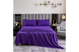 Bedlifes Queen Sheet Set- Ultra Soft Sheets-Luxury-Breathable-16 Deep Pocket- 1800 Thread Count Percale Egyptian Microfiber Bed Sheets Wrinkle, Fade and Stain Resistant Queen Size Purple 4 Pieces