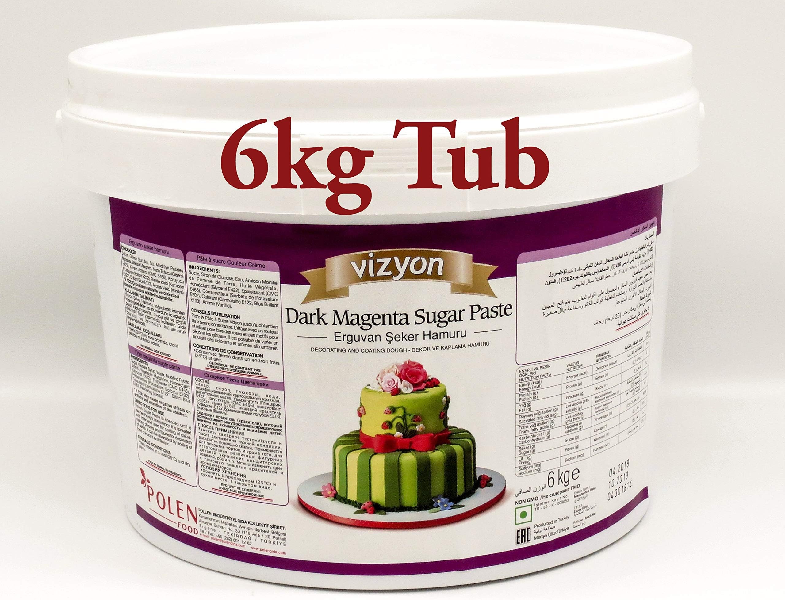 Dark Magenta Sugar Paste Ready to Roll Icing Dough Suitable for Cake Decoration 6 kg
