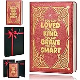 QDWXDEL Journal For Women,A5 Hardcover Leather Journal - 200 Pages Premium Paper Notebook, Journal Notebook for School, Work (You Are Loved Red)