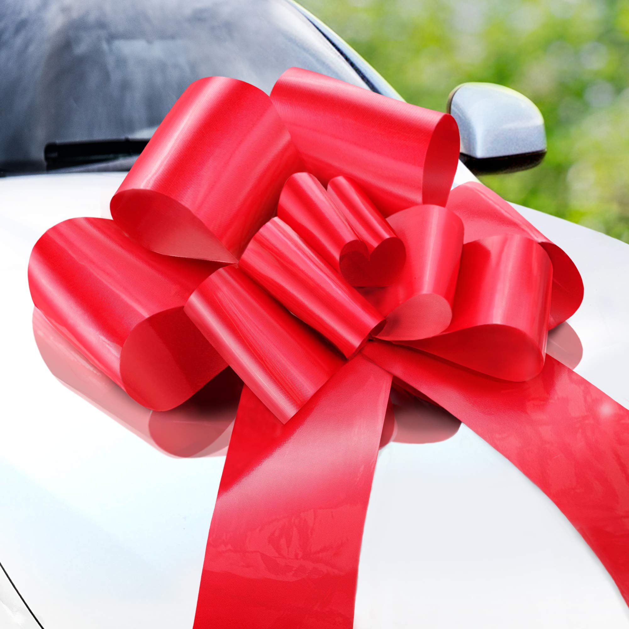 Zoe Deco - Big Car Bow - Red, 23 Inch - Butterfly Shape Giant Car Bow for Birthday, Christmas, Wedding Reception, Surprise Party - Large Gift Wrapping for Huge Present