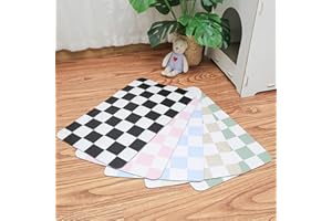 Ralxion Checkered Dog Feeding Mat, Absorbent Mats for Dog Food and Water Bowl, Dispenser, Modern Aesthetic Black White Checkerboard Pet Placemat for Dogs, Cats, Puppy Accessories, 12" X19”