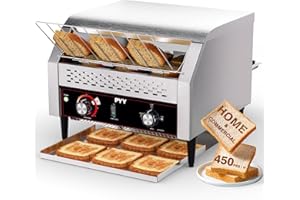 PYY Commercial Conveyor Toaster 450 Slices/Hour, Electric Conveyor Belt Toaster for Toast, Bun, Bagel, Bread, Heavy Duty Stainless Steel Toaster Oven for Restaurant, Bakery, Buffet Use