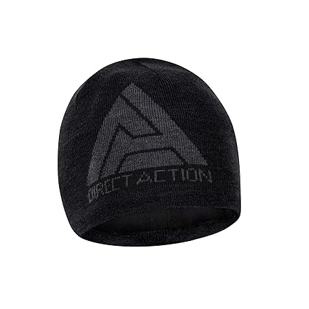 Direct Action Winter Beanie Mütze - Merinowolle - Schwarz