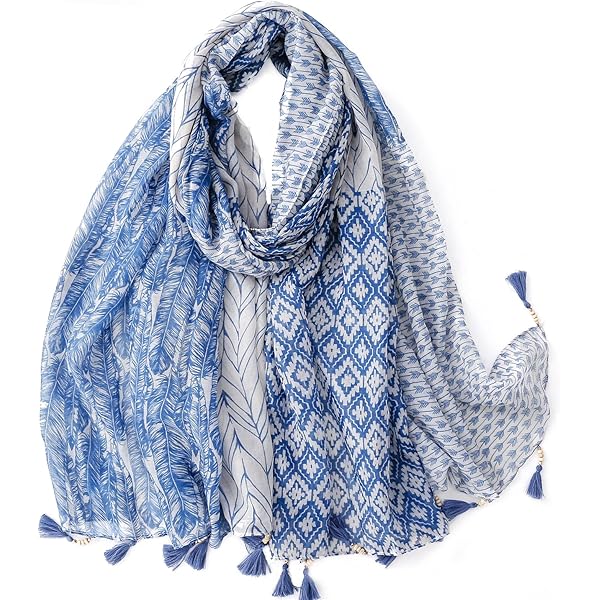 小物 COTTON STOLE - BLUE light-blue-paisley-block-