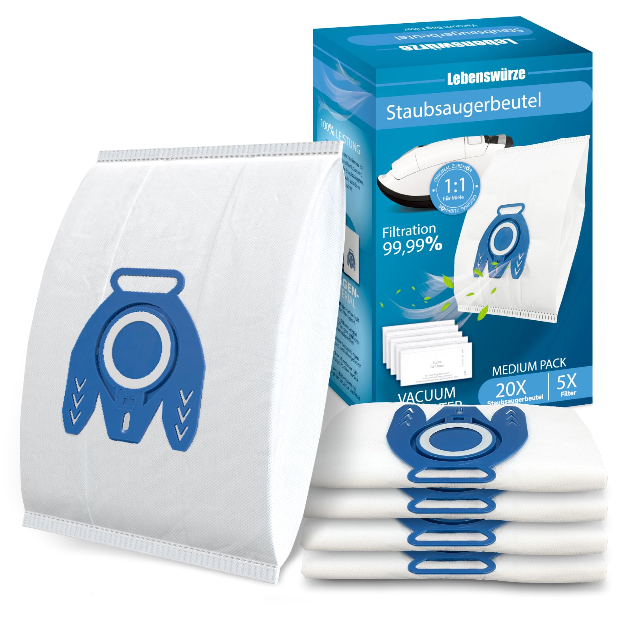 Photo 1 of 20 Pack 3D Airclean GN Vacuum Bags for Miele Complete C3, Classic C1, Complete C1, Complete C2, S2, S5, S8 Series Canister Vacuum Cleaner, Anti Allergy Dust Bag with 5x Motor Protection 5x Air Filter