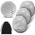 Hicarer Lucky Coins 4 Leaf Clover Specie Good Lucky Charms for St. Patrick's Day Party Round Silver Specie Collections with 1 Black Flannel Storage Bag for Women Men Good Luck to