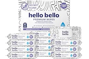 Hello Bello Premium Baby Wipes, Designed for Sensitive Skin with Chamomile & Aloe Extracts, Playful Sketches (12 Resealable P