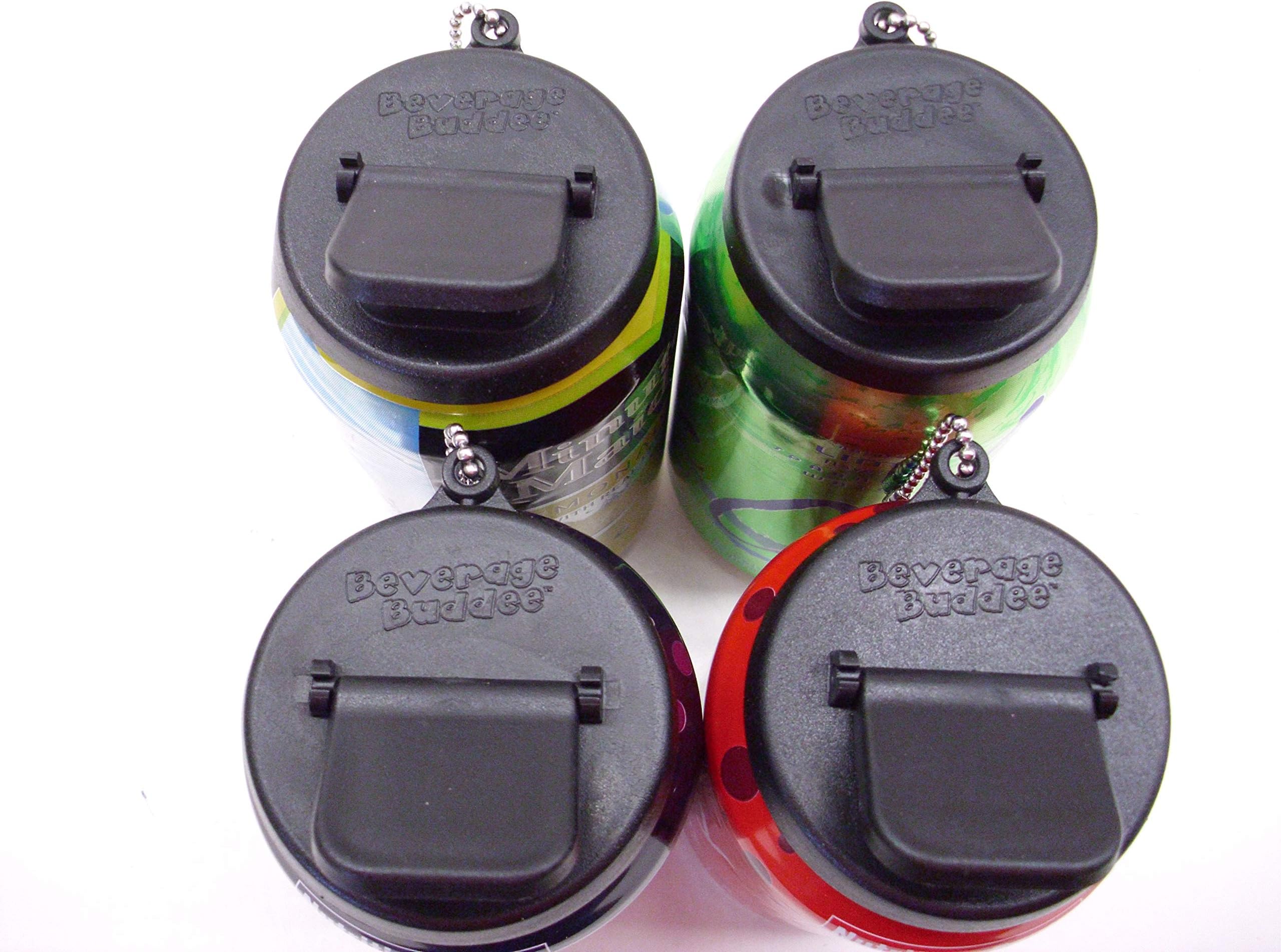 Beverage Buddee Can Cover - Best Can Cover For Standard Size Soda/Beer/Energy Drink Cans - Made In The USA - BPA-PCB Free - 4 pack (Black - Keychain)