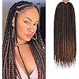 Box Braids Crochet Hair Prelooped 14 Inch 8 Packs Ombre Color Goddess Crochet Box Braids Hair 3x Box Braided Synthetic Braiding Hair Crochet Braids Hair for Black Women-T30