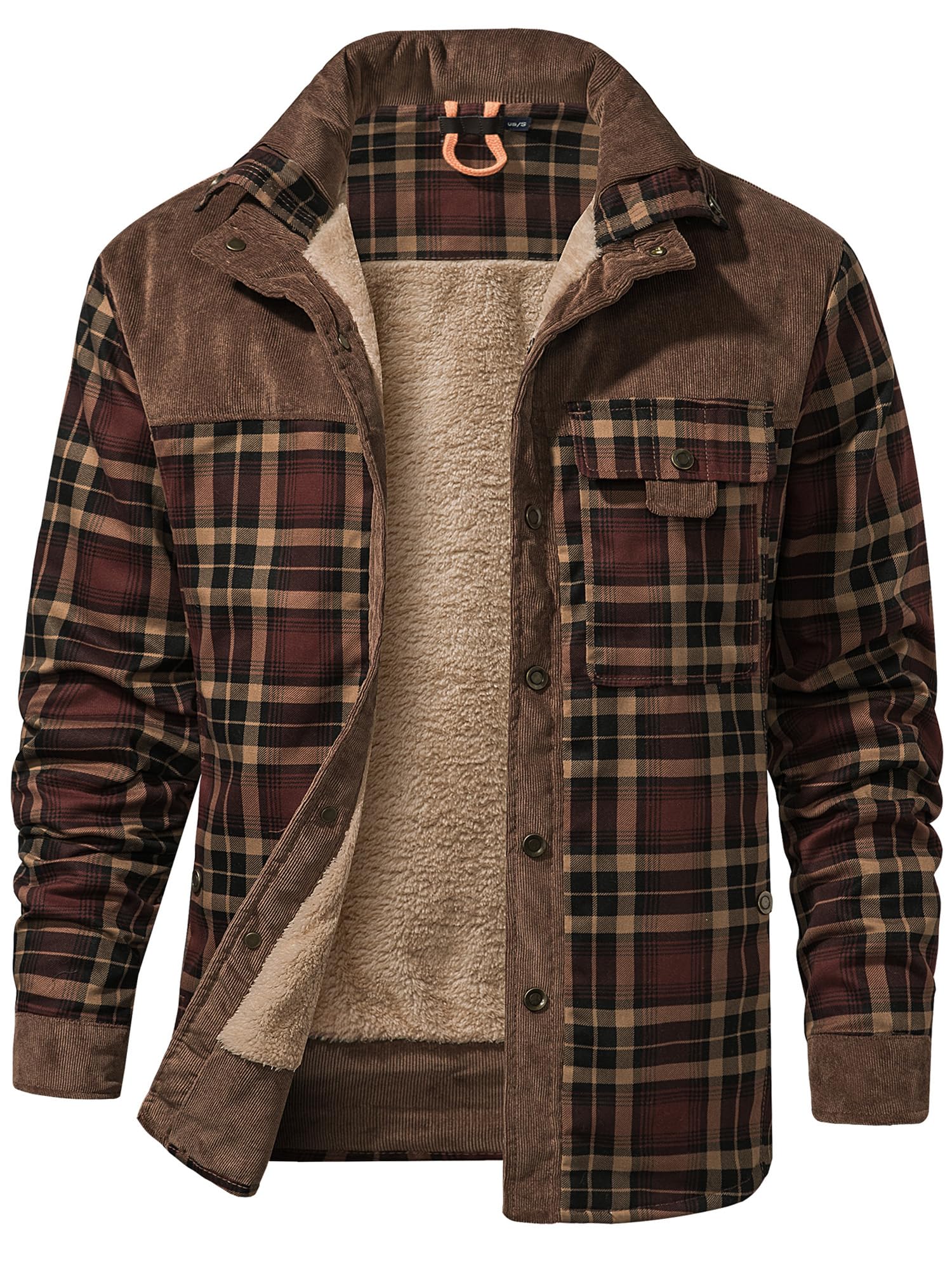 Mr.Stream Men's Outdoor Casual Vintage Long Sleeve Plaid Flannel Button Down Shirt Jacket
