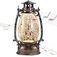 Christmas Snow Globe Lantern, Christmas Village Church Scene Lighted Snow Globes Musical with Swirling Glitter, Battery Powered Christmas Decorations Indoor for Home