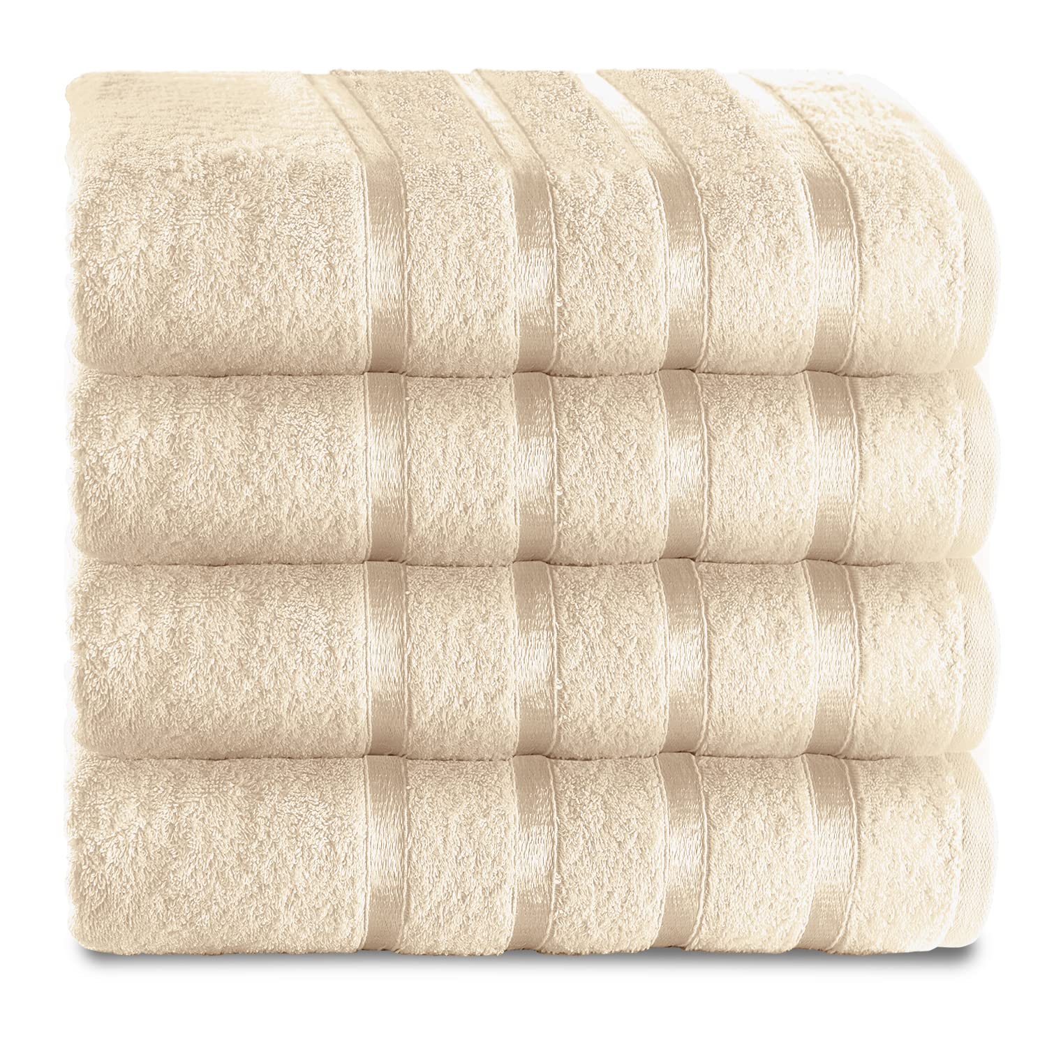 GC GAVENO CAVAILIA Fade Resistant Luxury Towels, Extra Absorbent 100% Ringspun Egyptian Cotton 500 GSM Bathroom Set, Cream, 4PK