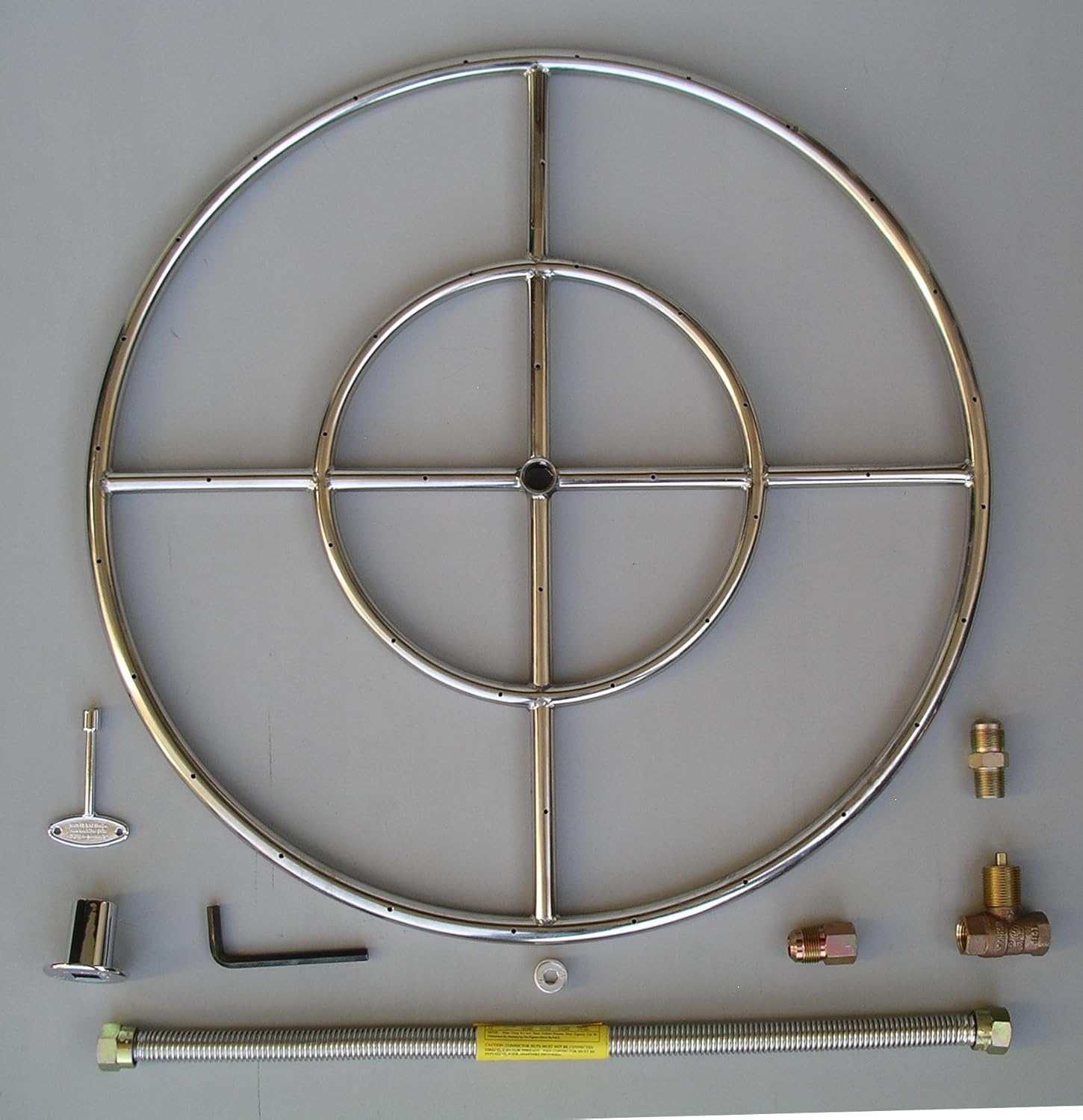 Amazon Com Fire Pit Ring 24 Diameter Stainless Steel Burner Ring Kit With Connectors Garden Outdoor