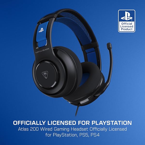 TURTLE BEACH ATLAS 200 WIRED GAMING HEADSET OFFICIALLY LICENSED FOR PLAYSTATION, PS5, PS4-50MM NANOCLEAR DRIVERS, FLIP-TO-MUTE MIC, MEMORY FOAM CUSHIONS, FLOATING HEADBAND – BLACK