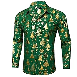 Barry.Wang Mens Christmas Shirts Xmas Shiny Holiday